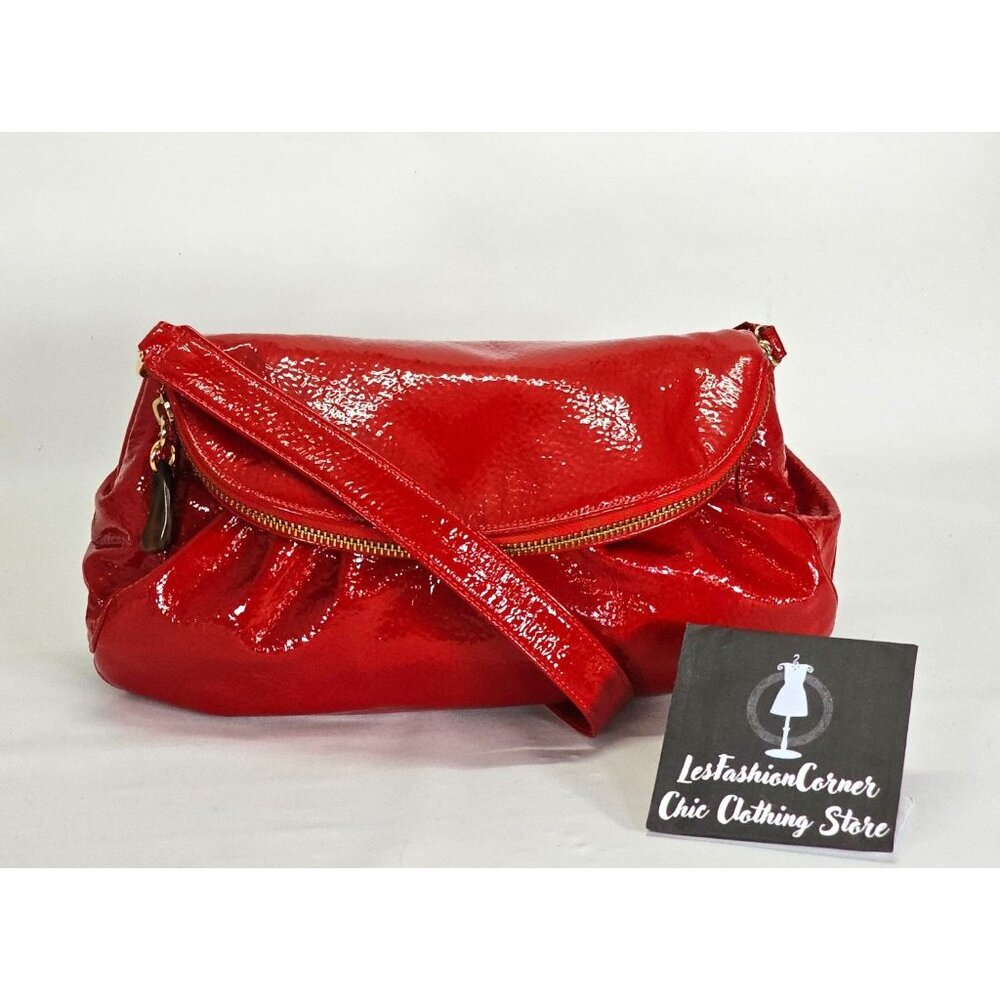 Zina Eva Women's Red Patent Leather Folding Crossbody Handbag Medium 2029 - Picture 6 of 15